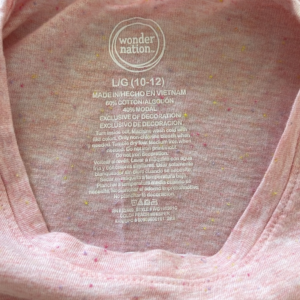 Wonder Nation T-Shirt Pink Size L 10-12 - Picture 4 of 4